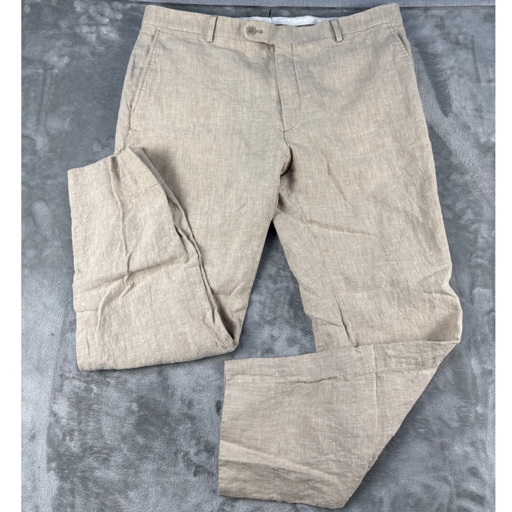 Joseph Abboud Linen Pants Mens 38x30 JOE Slim Fit Separates Tan EUC